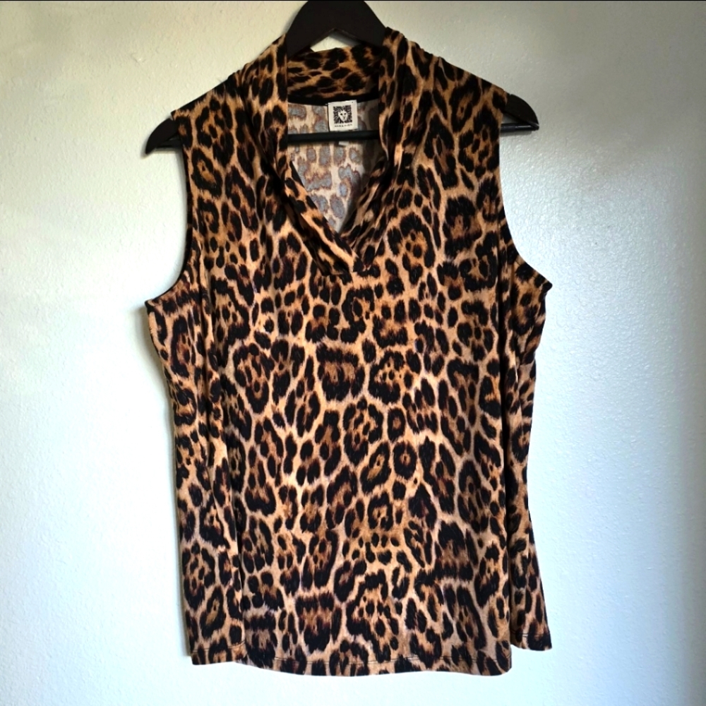 Anne Klein Women Leopard Animal Print Size 1X